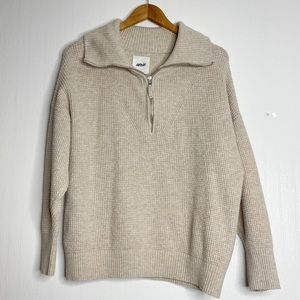 Aerie CozyUp Waffle Quarter Zip Sweater Women’s Size M